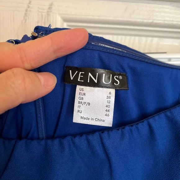 VENUS Womens Blue Dress Midi Off Shoulder Ruffle Sleeve Square Neckline Cocktail - Picture 7 of 16